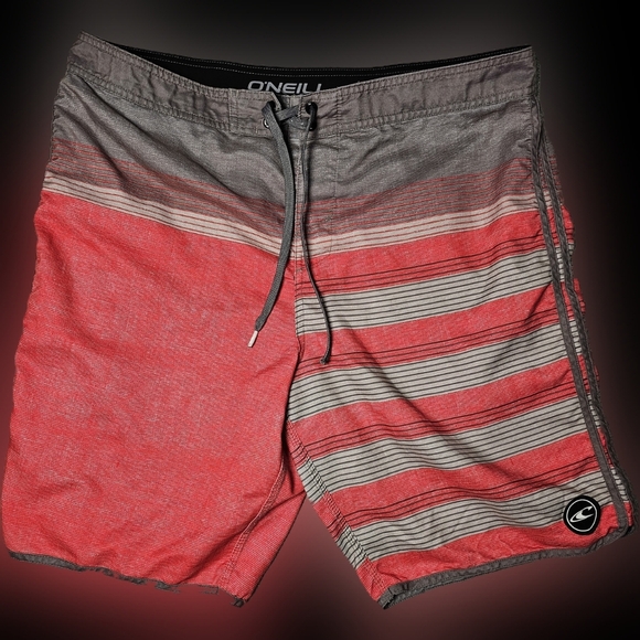O'Neill Men's Red and Gray Swim Shorts Swimming Trunks Coral and Grey Size 38 - Picture 1 of 12